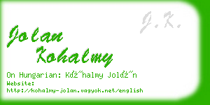 jolan kohalmy business card